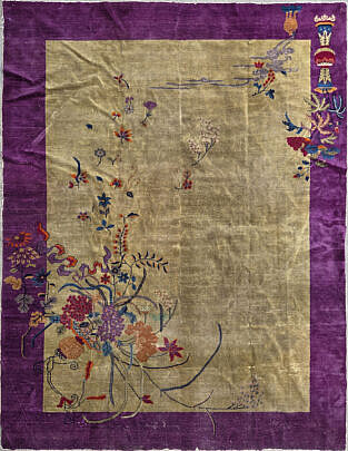 Antique Floral Pictorial Chinese Peking Carpet, circa 1920