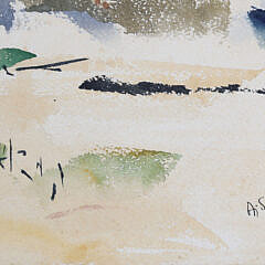 Andrew Shunney Watercolor on Paper “Madaket Long Ago”