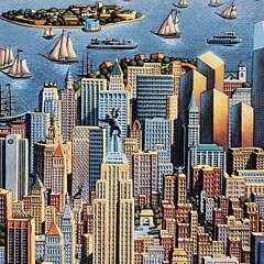 Eric Dowdle Print “Whimsical Aerial View of Manhattan”