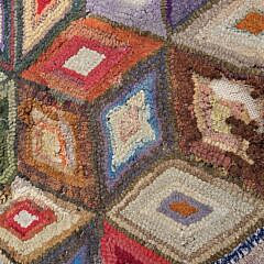 19th Century Tumbling Block Hooked Rug