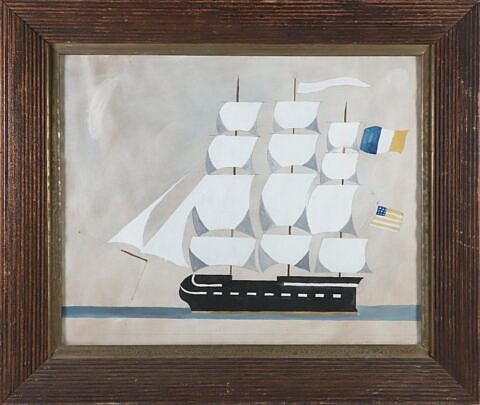 Framed Watercolor on Paper of the Ship "Nantucket-1860"