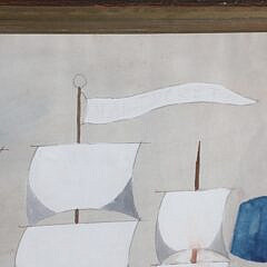 Framed Watercolor on Paper of the Three Masted Ship “Nantucket-1860”