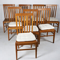 Set of Eight Modern Stick-Back Dining Chairs