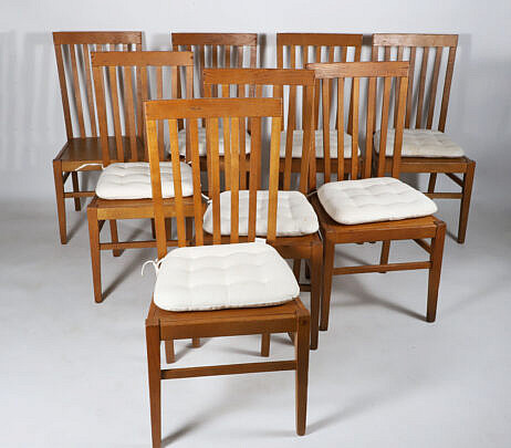 Set of Eight Modern Stick-Back Dining Chairs