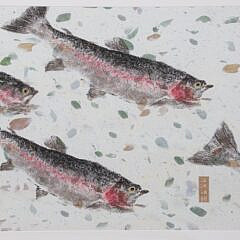 Pair of Japanese Woodblock Reprints of Salmon and Sunfish
