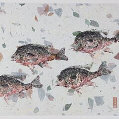 Pair of Japanese Woodblock Reprints of Salmon and Sunfish