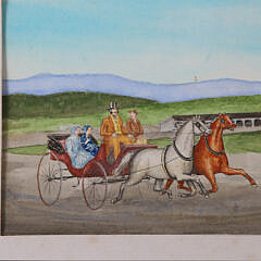 W.A.W. Davison Watercolor “Dashing to Sunday Services”