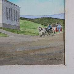 W.A.W. Davison Watercolor “Dashing to Sunday Services”