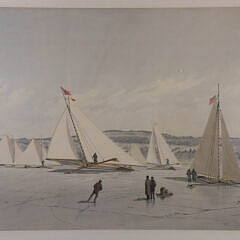 Frederick Cozzens Lithograph “Ice Racing”, circa 1884