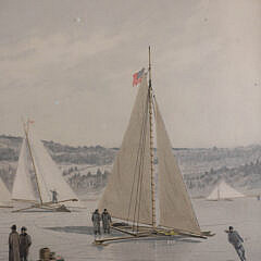 Frederick Cozzens Lithograph “Ice Racing”, circa 1884