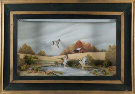 Folk Art Duck Diorama Electrified