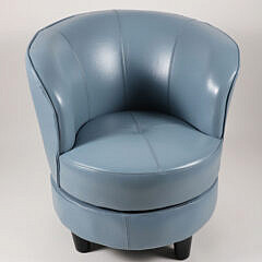 Baby Blue Leather Swivel Chair