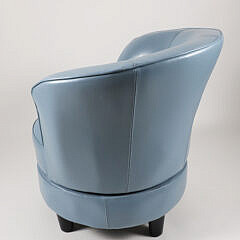 Contemporary Baby Blue Leather Swivel Chair