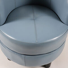 Contemporary Baby Blue Leather Swivel Chair