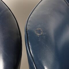 Near Pair of Contemporary Navy Blue Swivel Chairs