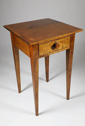 Hepplewhite Style Tiger Maple One Drawer Stand