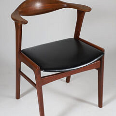 Mid Century Teak and Leather Seat Tub Chair