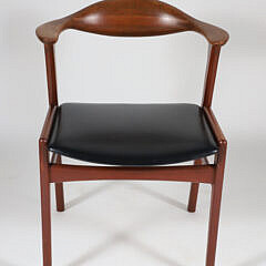 Mid Century Teak and Leather Seat Tub Chair