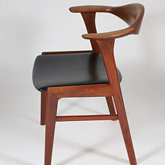 Mid Century Teak and Leather Seat Tub Chair