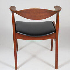 Mid Century Teak and Leather Seat Tub Chair