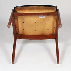 Mid Century Teak and Leather Seat Tub Chair