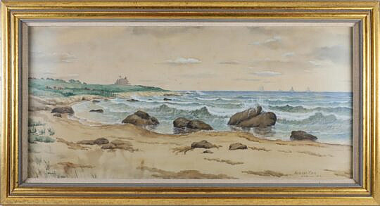 Herbert Cash Watercolor on Paper "View of Newport Surf" 1912