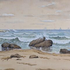 Herbert Cash Watercolor on Paper “View of Newport Surf” 1912