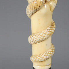 French Maritime Carved Clenched Fist with Snake Walking Stick, circa 1850