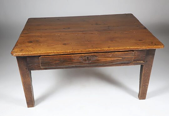 English Pine One Drawer Coffee Table, 19th Century
