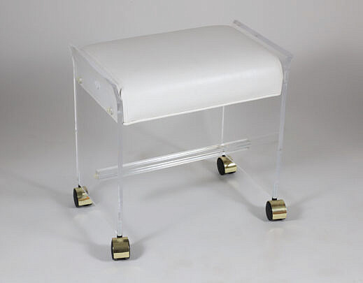 Contemporary Lucite and Stitched Leather Dressing Table Stool