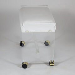 Contemporary Lucite and Stitched Leather Dressing Table Stool