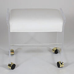Contemporary Lucite and Stitched Leather Dressing Table Stool
