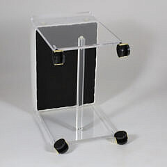 Contemporary Lucite and Stitched Leather Dressing Table Stool