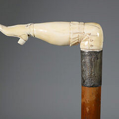 English Carved Lady’s Leg Cane, circa 1880