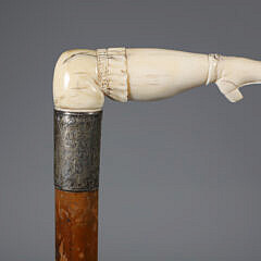 English Carved Lady’s Leg Cane, circa 1880