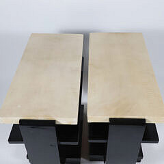 Pair of Art Deco Style Leather and Ebonized Wood Side Tables