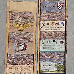 Vintage Pictorial Hooked Rug Runner in Two Sections