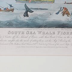 W.J. Huggins Hand Colored Engraving “South Sea Whale Fishery”