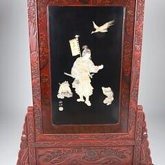 Chinese Red Cinnabar Screen, 19th Century