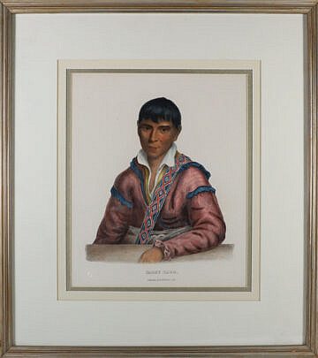 19th Century Hand Colored Engraving of the Indian "Paddy Carr Greek Interpreter"