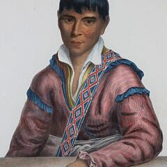 Hand Colored Engraving of the Indian “Paddy Carr Greek Interpreter”, 19th Century