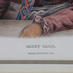Hand Colored Engraving of the Indian “Paddy Carr Greek Interpreter”, 19th Century