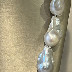24mm x 34mm White Fresh Water Baroque Pearl Necklace