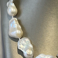 18mm x 30mm White Fresh Water Baroque Pearl Necklace