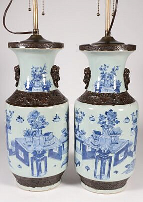 43154 Pair Chinese Decorated Vase Lamps B IMG_0021 4 copy