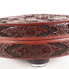 Fine Carved Cinnabar Round Box, 19th Century