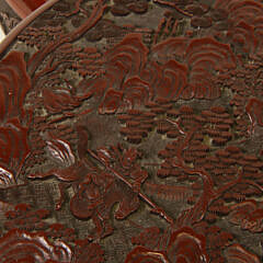 Fine Carved Cinnabar Round Box, 19th Century