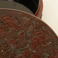 Fine Carved Cinnabar Round Box, 19th Century