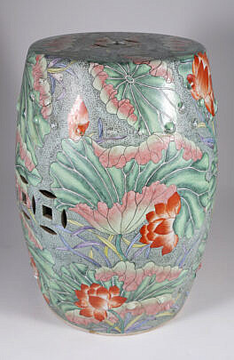 43156 Chinese Ceramic Floral Garden Stool A 0408 JPG