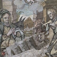 Vintage Mixed Media Baby Jesus Religious Collage